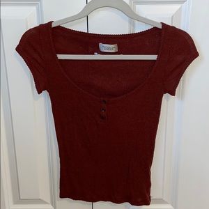Maroon Ribbed Urban Outfitters Shirt